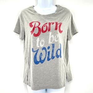 Lyric Gray Short Sleeve Graphic Born to be Wild Music Rock Classic T-shirt S